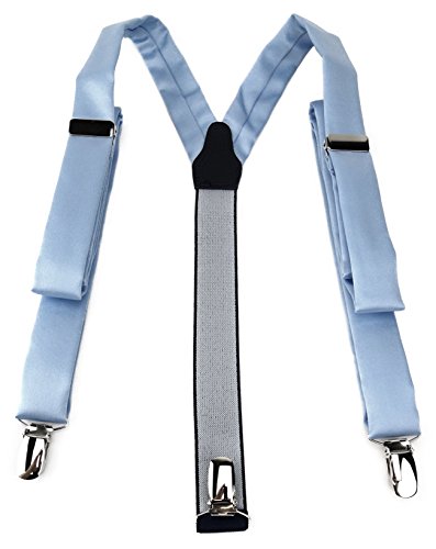 TigerTie schmaler Unisex Hosenträger in Y-Form mit 3 extra starken Clips - Farbe in hellblau einfarbig Uni - hochwertige Verarbeitung TigerTie schmaler Unisex Hosenträger in Y-Form mit 3 extra starken Clips - Farbe in hellblau einfarbig Uni - hochwertige Verarbeitung von TigerTie