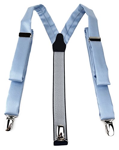 TigerTie schmaler Unisex Hosenträger in Y-Form mit 3 extra starken Clips - Farbe in hellblau einfarbig Uni - hochwertige Verarbeitung von TigerTie