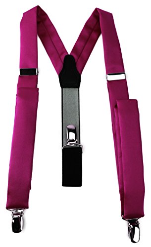 TigerTie schmaler Unisex Hosenträger in Y-Form mit 3 extra starken Clips - Farbe in magenta einfarbig Uni - hochwertige Verarbeitung von TigerTie