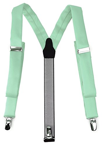 TigerTie schmaler Unisex Hosenträger in Y-Form mit 3 extra starken Clips - Farbe in mint einfarbig Uni - hochwertige Verarbeitung von TigerTie