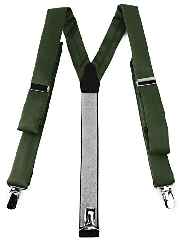 TigerTie schmaler Unisex Hosenträger in Y-Form mit 3 extra starken Clips - Farbe in olivegrün einfarbig Uni - hochwertige Verarbeitung TigerTie schmaler Unisex Hosenträger in Y-Form mit 3 extra starken Clips - Farbe in olivegrün einfarbig Uni - hochwertige Verarbeitung von TigerTie