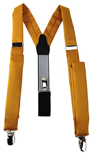 TigerTie schmaler Unisex Hosenträger in Y-Form mit 3 extra starken Clips - Farbe in orange gelborange einfarbig Uni - hochwertige Verarbeitung von TigerTie
