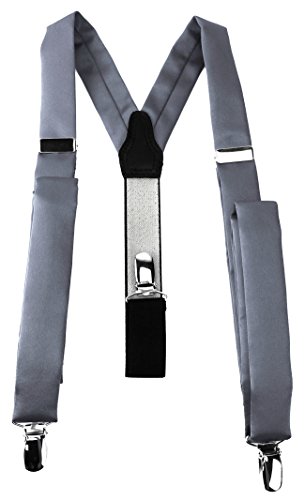 TigerTie schmaler Unisex Hosenträger in Y-Form mit 3 extra starken Clips - Farbe in silber einfarbig Uni - hochwertige Verarbeitung TigerTie schmaler Unisex Hosenträger in Y-Form mit 3 extra starken Clips - Farbe in silber einfarbig Uni - hochwertige Verarbeitung von TigerTie