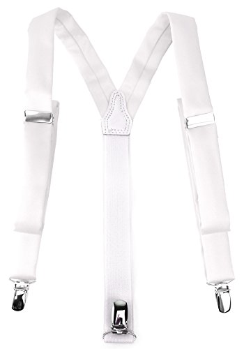 TigerTie schmaler Unisex Hosenträger in Y-Form mit 3 extra starken Clips - Farbe in weiss einfarbig Uni - hochwertige Verarbeitung TigerTie schmaler Unisex Hosenträger in Y-Form mit 3 extra starken Clips - Farbe in weiss einfarbig Uni - hochwertige Verarbeitung von TigerTie