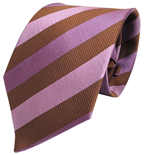TigerTie schöne Krawatte in rosa braun violett gestreift - 100% Seide/Silk von TigerTie