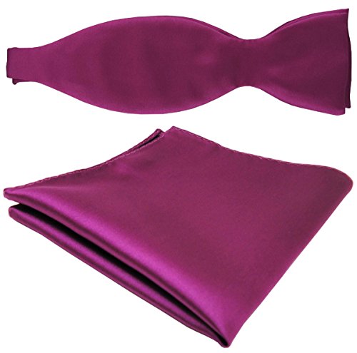 TigerTie schöne Satin Selbstbinder Fliege + Einstecktuch in lila magenta fuchsia Uni einfarbig TigerTie schöne Satin Selbstbinder Fliege + Einstecktuch in lila magenta fuchsia Uni einfarbig von TigerTie