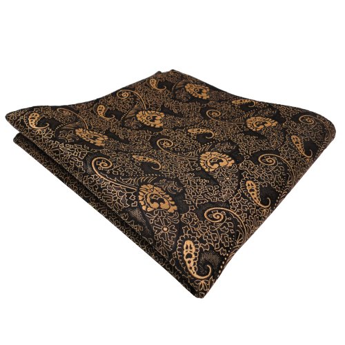 TigerTie Designer Einstecktuch in gold bronze schwarz gemustert in Paisley von TigerTie