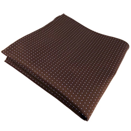 TigerTie schönes Seideneinstecktuch in braun blau hellblau gepunktet - Einstecktuch 100% Seide von TigerTie