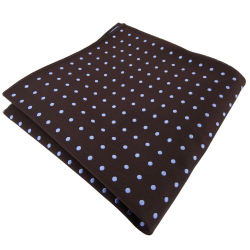 TigerTie schönes Seideneinstecktuch in braun blau hellblau gepunktet - Einstecktuch 100% Seide von TigerTie