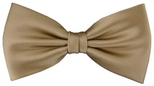 TigerTie vorgebundene Fliege Schleife in dunkelgold Einfarbig Uni + Geschenkbox von TigerTie