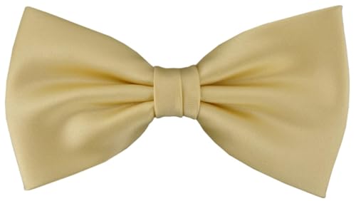 TigerTie vorgebundene Fliege Schleife in hellgold Einfarbig Uni + Geschenkbox von TigerTie