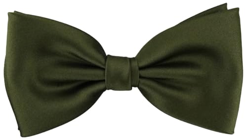 TigerTie vorgebundene Fliege Schleife in olivegrün Einfarbig Uni + Geschenkbox von TigerTie