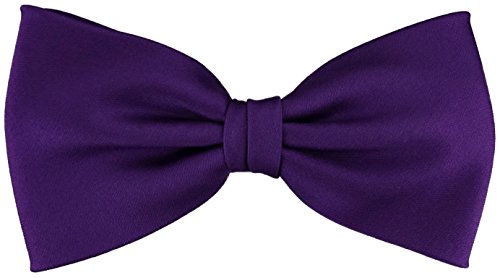 TigerTie vorgebundene Satin Fliege in dunkles lila violett Uni einfarbig + Geschenkbox von TigerTie