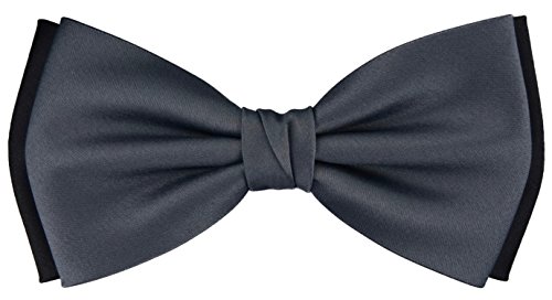 TigerTie vorgebundene doppelfarbige Satin Fliege in anthrazit schwarz Uni + Box von TigerTie