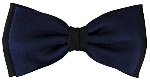 TigerTie vorgebundene doppelfarbige Satin Fliege in marine dunkelblau saphirblau schwarz + Geschenkbox von TigerTie