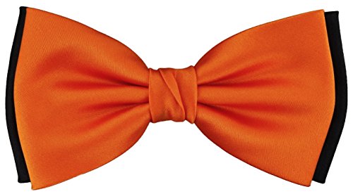 TigerTie vorgebundene doppelfarbige Satin Fliege in orange schwarz Uni + Box von TigerTie