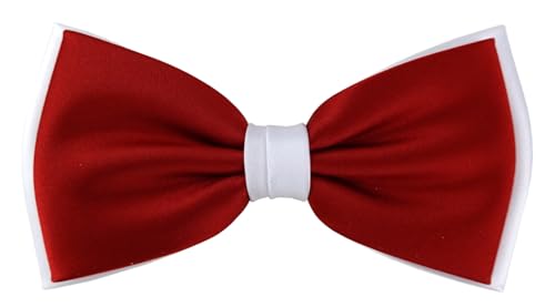TigerTie - vorgebundene doppelfarbige Satin Fliege in rot weiss + Geschenkbox von TigerTie