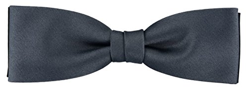 TigerTie vorgebundene schmale doppelfarbige Satin Fliege in anthrazit schwarz Uni + Box von TigerTie