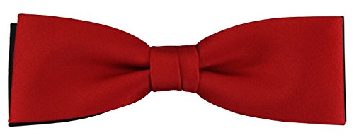TigerTie vorgebundene schmale doppelfarbige Satin Fliege in rot schwarz Uni + Box von TigerTie
