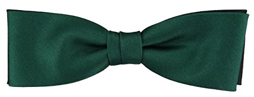 TigerTie vorgebundene schmale doppelfarbige Satin Fliege in tannengrün schwarz Uni + Box von TigerTie