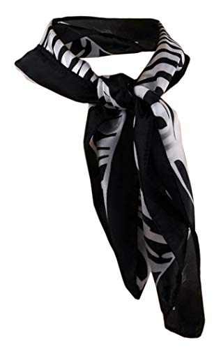 feines Nickituch Satin schwarz grau silberweiss gemustert - Tuchgröße 50 x 50 cm von TigerTie