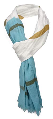 gecrashter Schal in türkis beige braun gestreift mit kl. Fransen - Gr. 180 x 50 cm von TigerTie