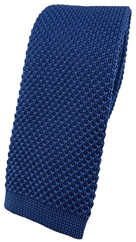 TigerTie hochwertige Designer Strickkrawatte in blau royal einfarbig Uni - Modischer Look durch gerade abgeschnittene Unterseite TigerTie hochwertige Designer Strickkrawatte in blau royal einfarbig Uni - Modischer Look durch gerade abgeschnittene Unterseite von TigerTie