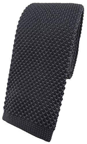 TigerTie hochwertige Strickkrawatte in anthrazit einfarbig Uni - Modischer Look durch gerade abgeschnittene Unterseite TigerTie hochwertige Strickkrawatte in anthrazit einfarbig Uni - Modischer Look durch gerade abgeschnittene Unterseite von TigerTie