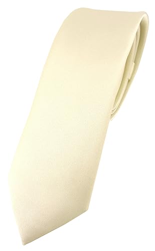 TigerTie schmale Designer Krawatte in beige einfarbig Uni - Tie Schlips von TigerTie