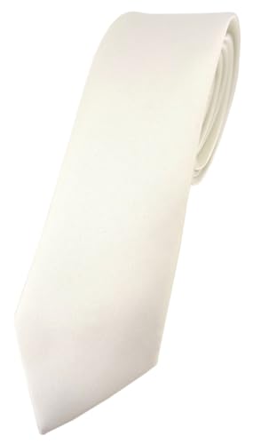 TigerTie Herren Krawatte – schmale 5,5 cm Krawatte in cremeweiss einfarbigem Design, ideal für Geschäftstermine, festliche Anlässe und die Freizeit von TigerTie