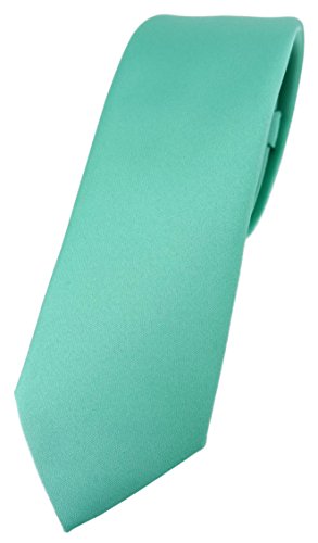 TigerTie schmale Designer Krawatte in grün mint einfarbig Uni - Tie Schlips von TigerTie