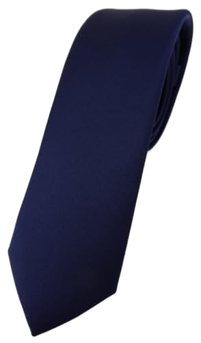 TigerTie Herren Krawatte – schmale 5,5 cm Krawatte in marine einfarbigem Design, ideal für Geschäftstermine, festliche Anlässe und die Freizeit von TigerTie