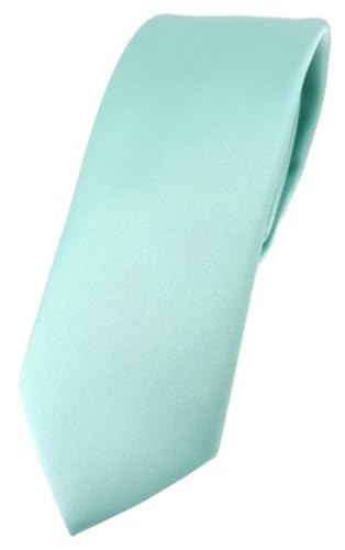 TigerTie Herren Krawatte – schmale 5,5 cm Krawatte in mint grün einfarbigem Design, ideal für Geschäftstermine, festliche Anlässe und die Freizeit von TigerTie