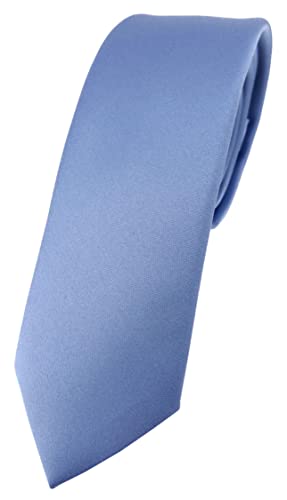 TigerTie schmale Designer Krawatte in pastellblau einfarbig Uni - Tie Schlips von TigerTie