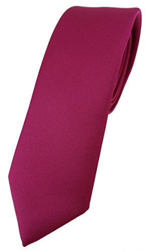 TigerTie schmale Designer Krawatte in rosa magenta einfarbig Uni - Tie Schlips von TigerTie