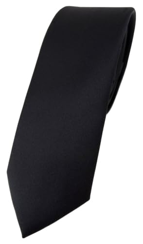 TigerTie Herren Krawatte – schmale 5,5 cm Krawatte in schwarz einfarbigem Design, ideal für Geschäftstermine, festliche Anlässe und die Freizeit von TigerTie