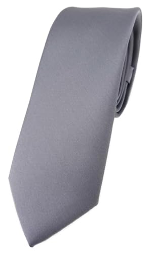 TigerTie Herren Krawatte – schmale 5,5 cm Krawatte in silber einfarbigem Design, ideal für Geschäftstermine, festliche Anlässe und die Freizeit von TigerTie