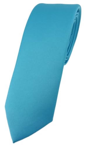 TigerTie Herren Krawatte – schmale 5,5 cm Krawatte in türkis einfarbigem Design, ideal für Geschäftstermine, festliche Anlässe und die Freizeit von TigerTie
