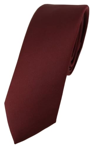 TigerTie Herren Krawatte – schmale 5,5 cm Krawatte in weinrot einfarbigem Design von TigerTie