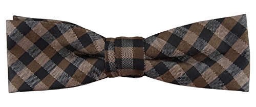 TigerTie schmale Fliege in braun dunkelbraun anthrazit kariert + Geschenkbox von TigerTie