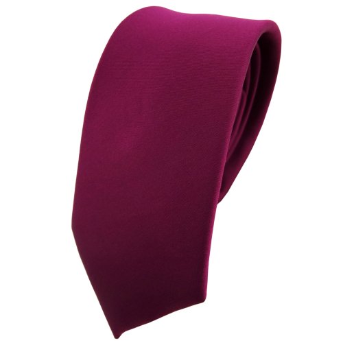 TigerTie Herren Krawatte 6 cm schmale Satin Tie in violett bordeauxviolett einfarbig uni Business, festliche Veranstaltungen und Freizeit von TigerTie