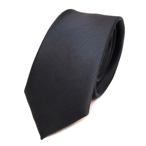 TigerTie Herren Krawatte 6 cm schmale Satin Tie in anthrazit grau dunkelgrau einfarbig uni Business, festliche Veranstaltungen und Freizeit von TigerTie