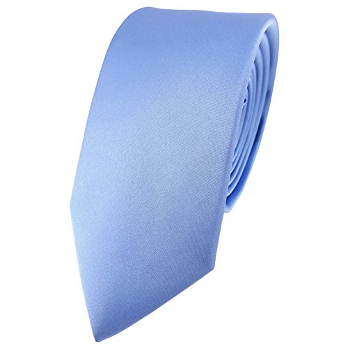 TigerTie schmale Satin Seidenkrawatte in blau einfarbig Uni - Krawatte 100% Seide TigerTie schmale Satin Seidenkrawatte in blau einfarbig Uni - Krawatte 100% Seide von TigerTie
