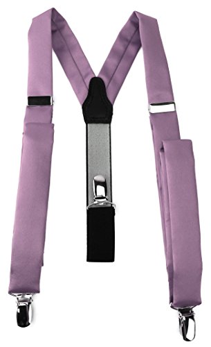 TigerTie schmaler Unisex Hosenträger in Y-Form mit 3 extra starken Clips - Farbe in flieder einfarbig Uni - hochwertige Verarbeitung von TigerTie