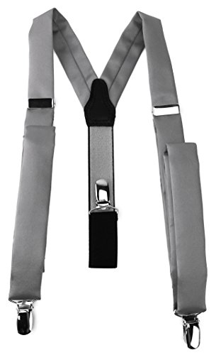 TigerTie schmaler Unisex Hosenträger in Y-Form mit 3 extra starken Clips - Farbe in grau einfarbig Uni - hochwertige Verarbeitung TigerTie schmaler Unisex Hosenträger in Y-Form mit 3 extra starken Clips - Farbe in grau einfarbig Uni - hochwertige Verarbeitung von TigerTie