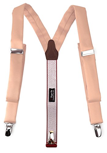 TigerTie schmaler Unisex Hosenträger in Y-Form mit 3 extra starken Clips - Farbe in lachs einfarbig Uni - hochwertige Verarbeitung TigerTie schmaler Unisex Hosenträger in Y-Form mit 3 extra starken Clips - Farbe in lachs einfarbig Uni - hochwertige Verarbeitung von TigerTie