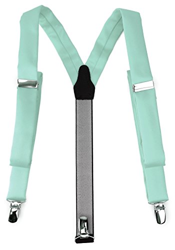 TigerTie schmaler Unisex Hosenträger in Y-Form mit 3 extra starken Clips - Farbe in mint grün einfarbig Uni - hochwertige Verarbeitung von TigerTie