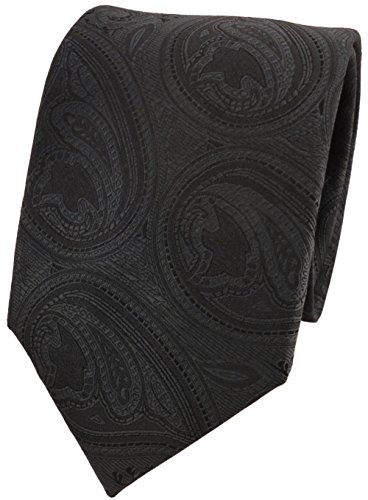 TigerTie Designer Krawatte schwarz anthrazit schwarzgrau Paisley Muster von TigerTie