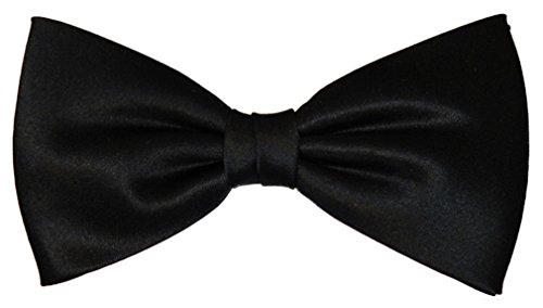 TigerTie Satin Seidenfliege in einfarbig Uni, Fliege 100% reine Seide (schwarz) von TigerTie