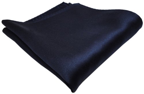 TigerTie gewebtes Designer Satin Seideneinstecktuch in dunkelblau fast schwarz, marine Uni einfarbig - Pochette 30 x 30 cm - Einstecktuch 100% reine Seide von TigerTie